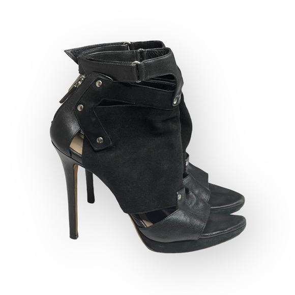 Herve Leger 𖤐 Platform Suede Leather Stiletto Heel Ankle Booties 𖤐 Black 37 7 - Picture 3 of 17